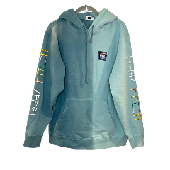 Teddy Fresh Teal Ombre Pastel Hoodie with Embroidered Logo Sleeves Size S - Picture 1 of 5